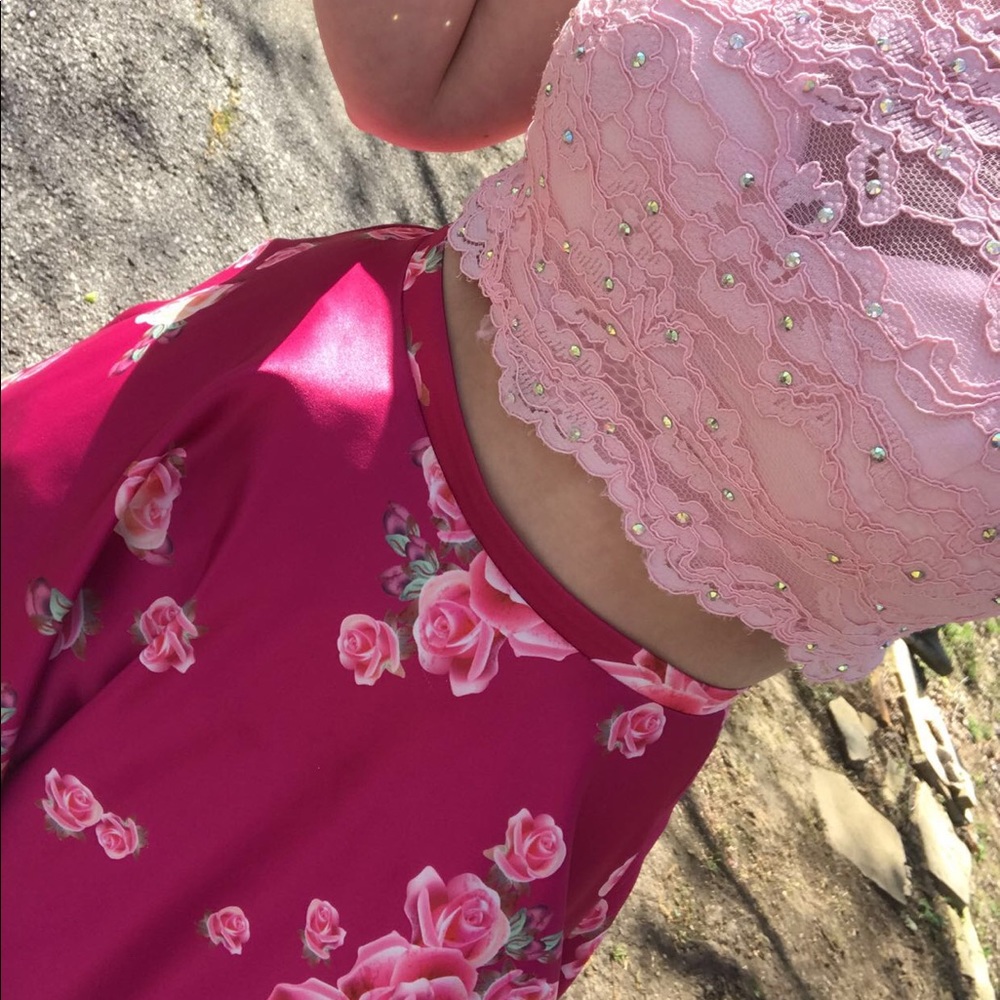Pink floral prom dress - Picture 2 of 3